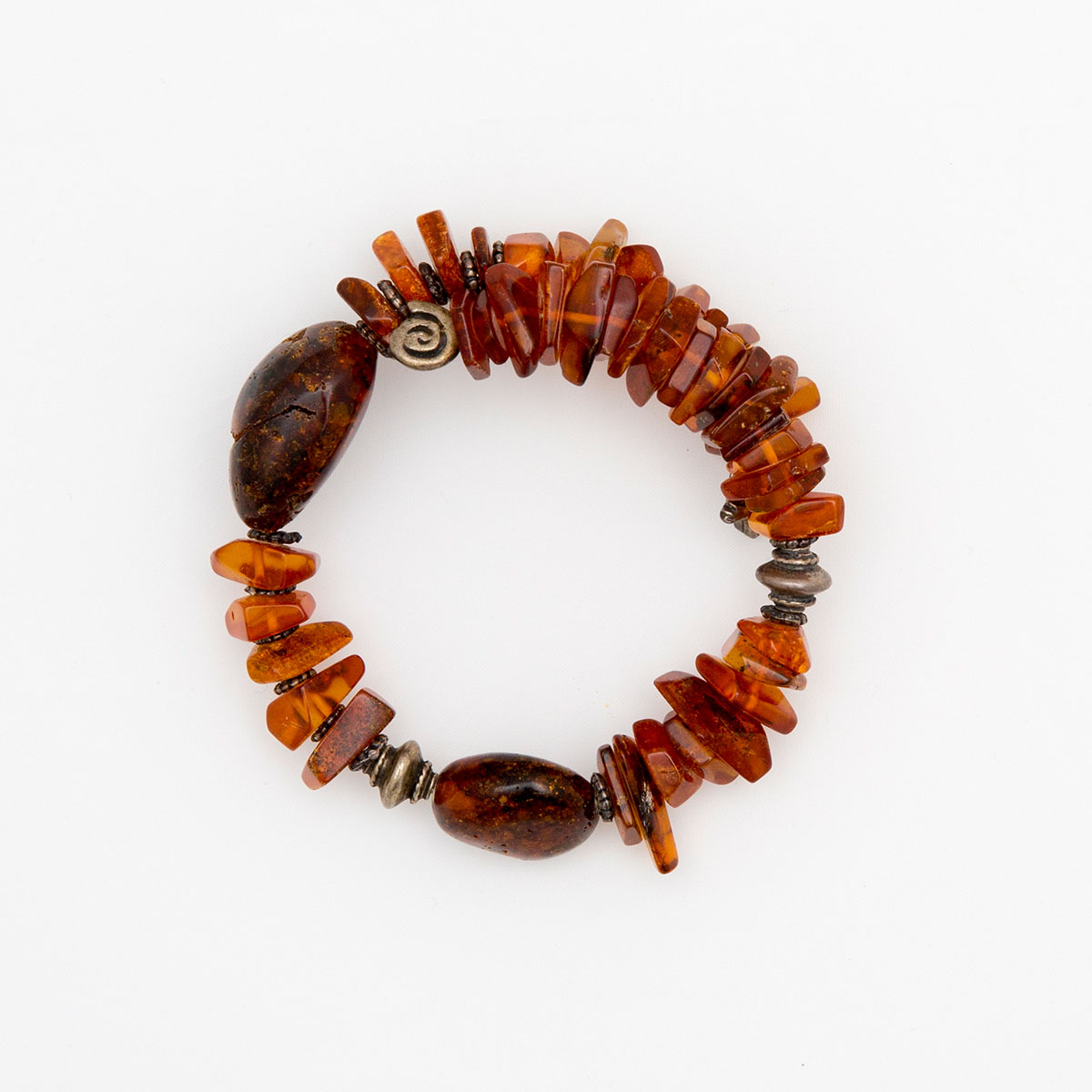 Bracelet made of genuine amber from Baltic sea,  and silver