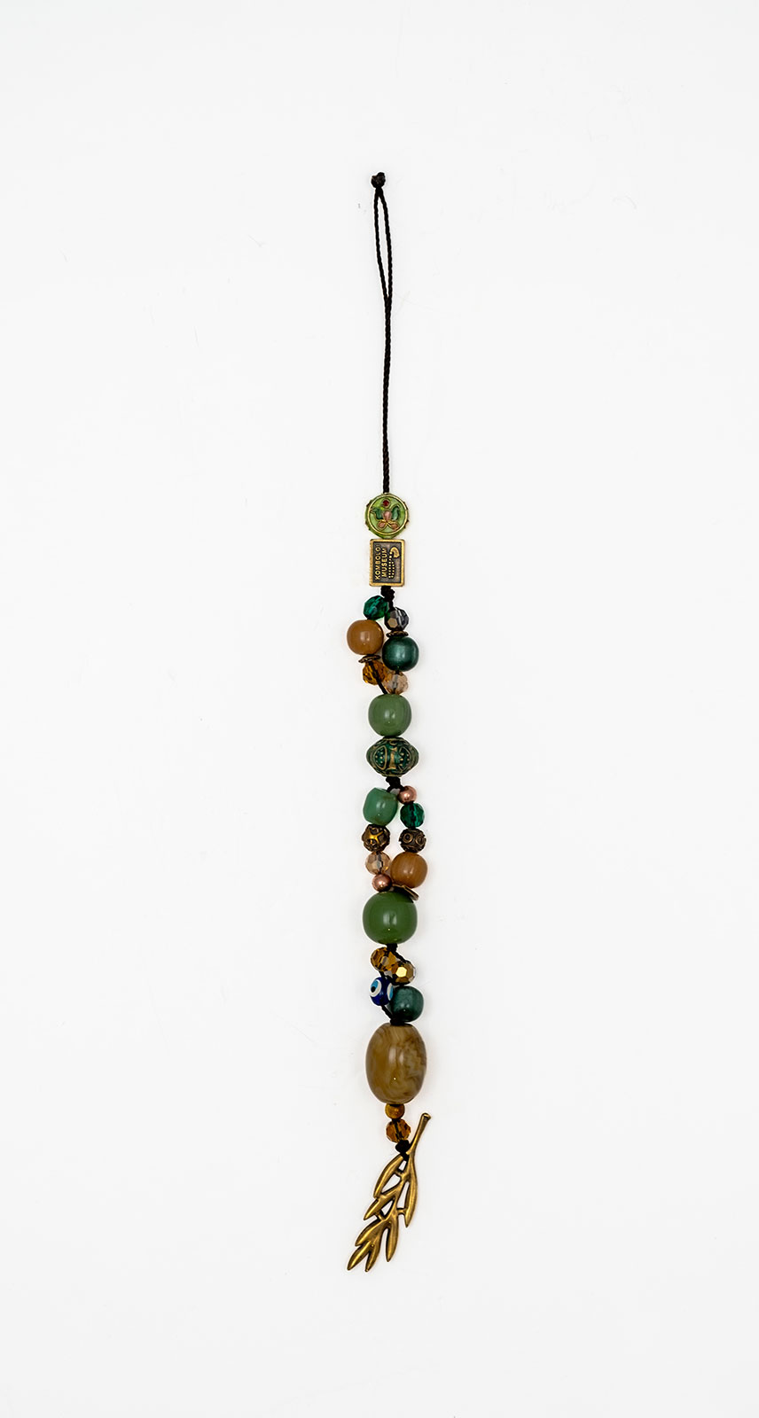 Lucky charm with crystal, artificial resin and agates - olive branch