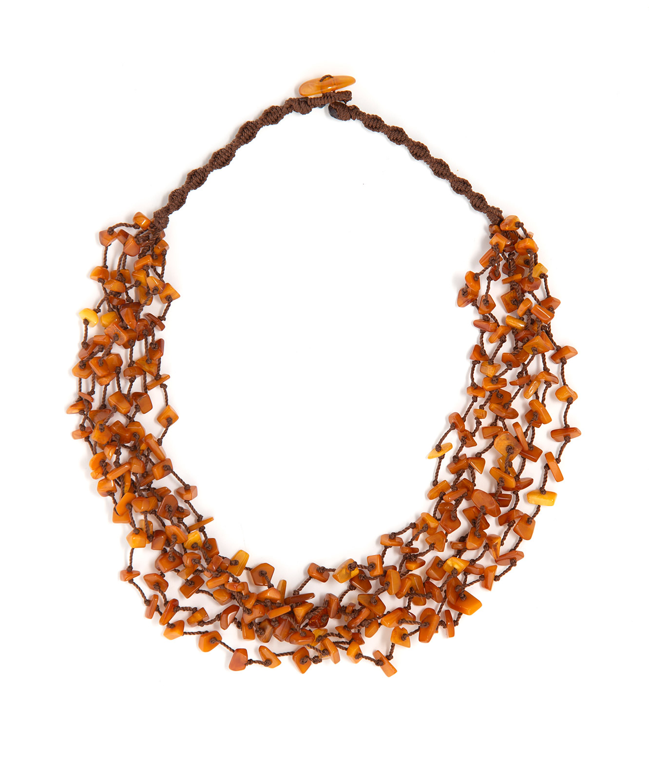 Necklace made of genuine amber from Baltic sea - cut by hand .