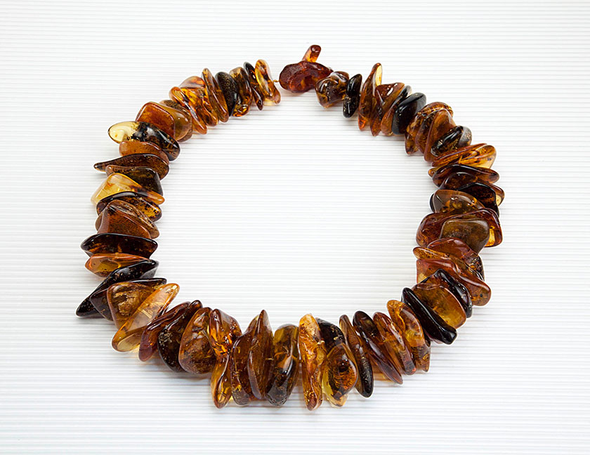 Necklace made of genuine amber from Baltic sea - cut by hand.