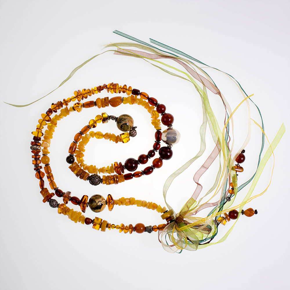 Necklace made of genuine amber from Baltic sea - cut by hand.