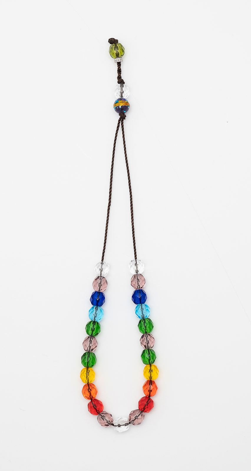 Komboloi-amulet made of crystal  - multi-edged (transparent multi-coloured) 