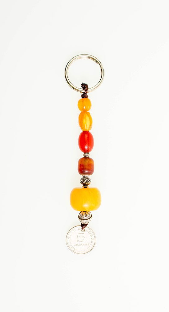 Key ring made of Greek mixture of artificial resins with Greek coin