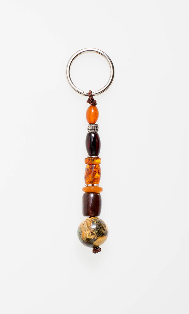 Keyring from Baltic Sea amber and tin 