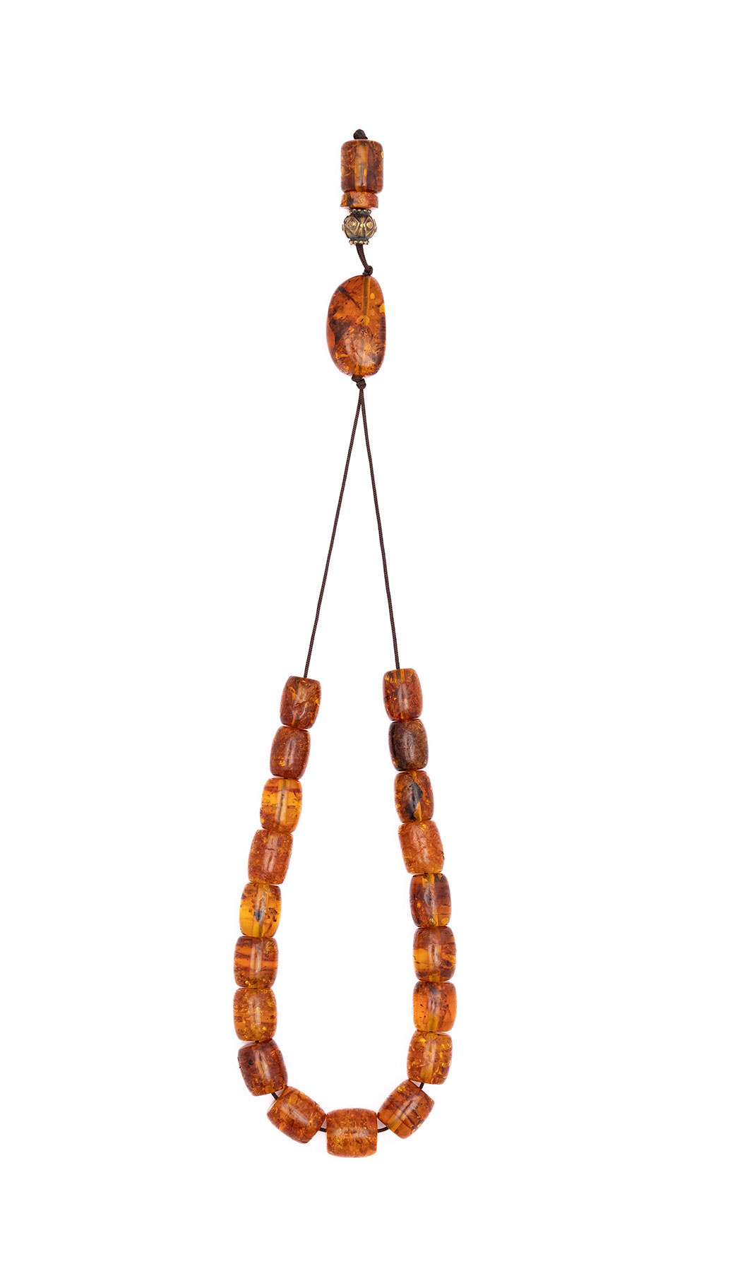 Komboloi made of genuine amber from Baltic sea- cut by hand