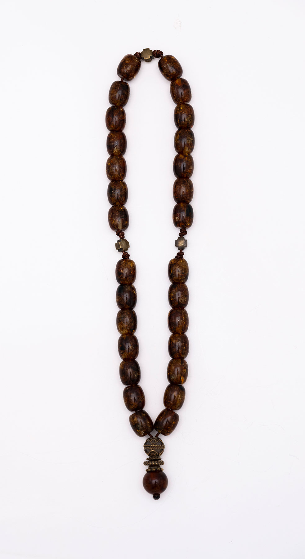 Byzantine Prayer beads made of Amber from Baltic Sea (Ambroid) and Tin