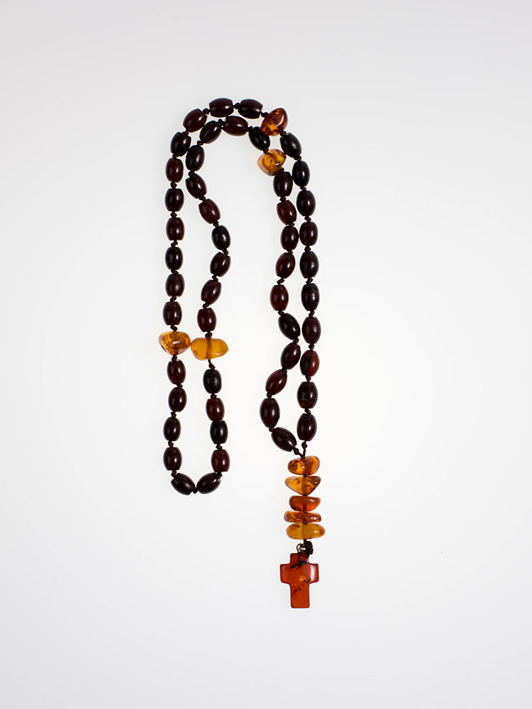 Catholic prayer object-Rosary-made of amber from Baltic sea (Ambroid and cut by hand)