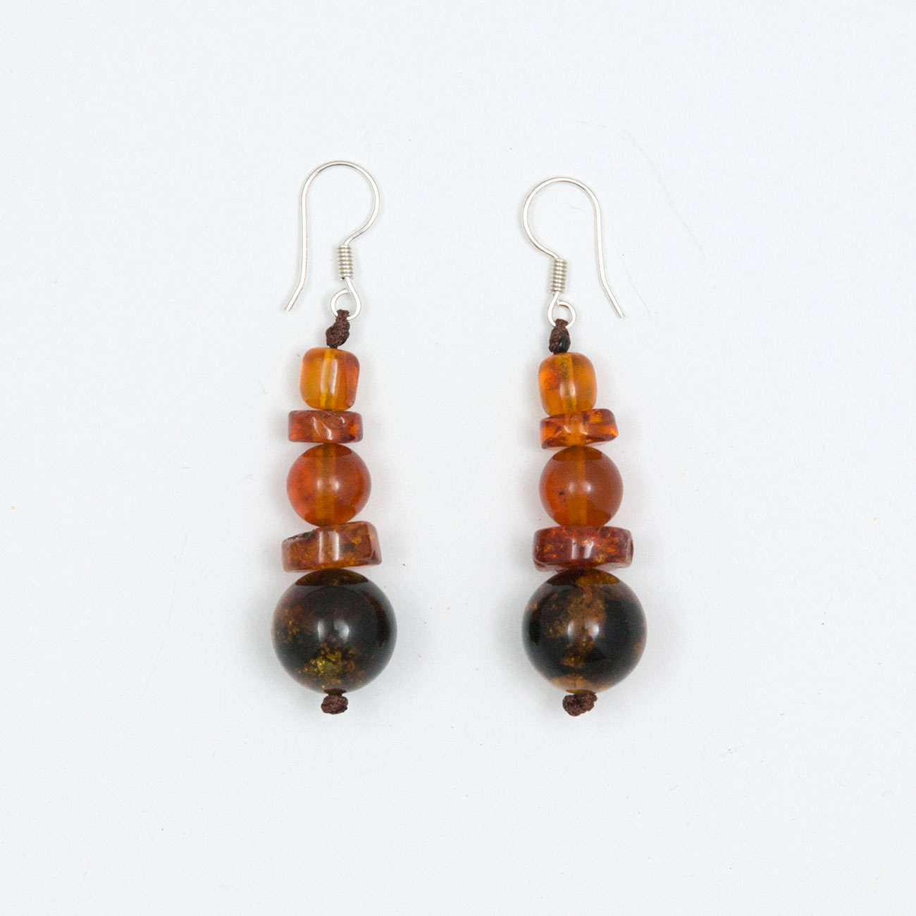 Earrings made of genuine amber from Baltic sea and silver.